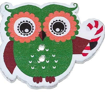 50 Stück edle Holzknöpfe Eule 34x30mm 2 Löcher bunte Bastelknöpfe Weihnachen Knöpfe für Kinderkleidung zum annähen nähen basteln scrapbooking Dekoration