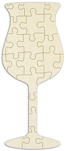 Holzpuzzle „Glas“ zum Bemalen und Selbstgestalten - 23 Teile, 41 x 17 cm - personalisierbares Puzzle aus Holz in Form eines Glases