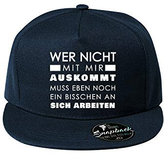OwnDesigner Wer Nicht mit Mir auskommt muss eben Unisex Kappe Classic Cap-mit geradem Schirm, One Size Einheitsgröße für Männer und Frauen (Cap-481-Grau)