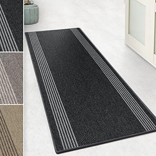 Floordirekt Teppich-Läufer Natura in Sisal-Optik | Hochwertige Verarbeitung | Tiger-Eye Struktur | Erhältlich in 3 Farben & vielen Größen | Langlebig & strapazierfähig (80 x 350 cm, Anthrazit)