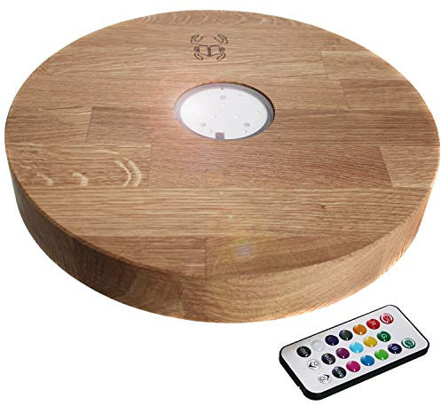 Kaya LED Untersetzer, mit LED und Fernbedienung, Wasserpfeifen Zubehör (Eiche, Ø 30cm)