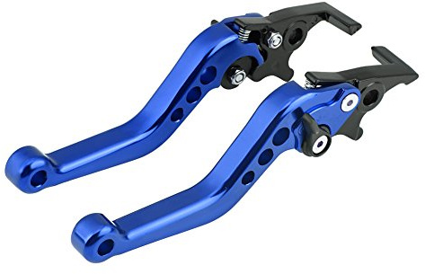 CNC Motorcykel Bromshandtag,Ett par skivbromshandtag,Bromsspak, 1 par CNC Aluminiumlegering Motorcykel Scooter Modifiering Dubbel skivbromshandtag Universal (blå)