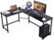 RELAX4LIFE Scrivania Angolare a Forma di L, Postazione di Lavoro per Computer in Struttura di Ferro Stabile con Piano Spazioso, Tavolo da Studio in Stile Industriale, 167,5 x 125,5 x 73,5 cm (nero)