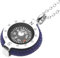 Collana con bussola ciondolo in acciaio (azzurro)