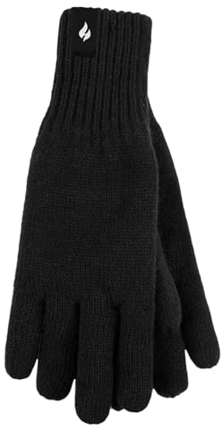 HEAT HOLDERS - Herren Warm Outdoor Handschuhe für Winter | Handschuhe mit Fleece Gefüttert Insulation (S-M, Schwarz)
