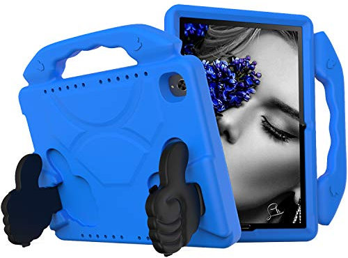 QYiiD Funda para Kindle Fire 7, Fire Tablet 7, compatible con niños, ligera, no tóxica, a prueba de golpes, con asa de atril para tablet Amazon Fire 7 (versión 2019/2015/2017), color azul