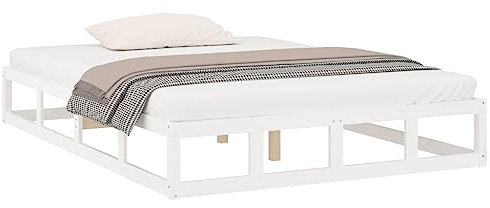 vidaXL Massivholzbett Bettgestell Bett Holzbett Doppelbett Bettrahmen Lattenrost Schlafzimmerbett Schlafzimmermöbel Weiß 120x200cm