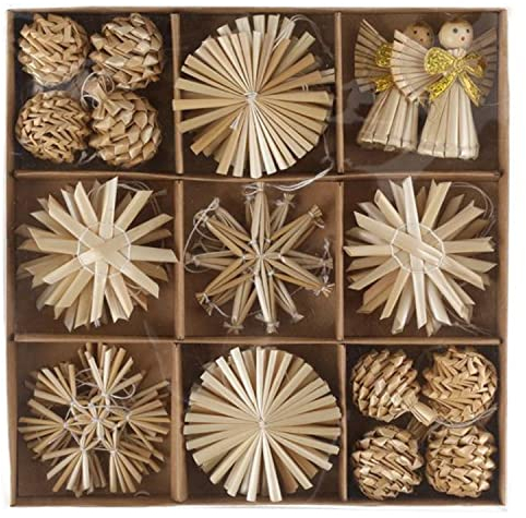 32 Stück Strohsterne Christbaumschmuck Weihnachtsänhäger Stroh Natur