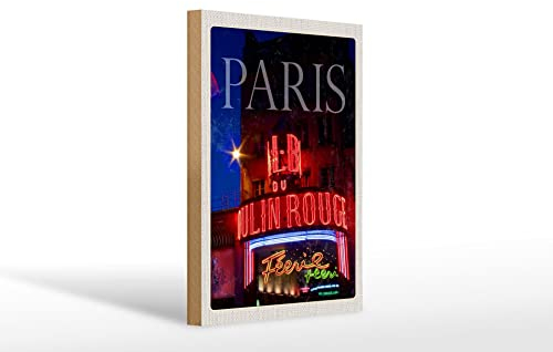 Femer Holzschild Reise 20x30cm Paris Moulin Rouge Varieté