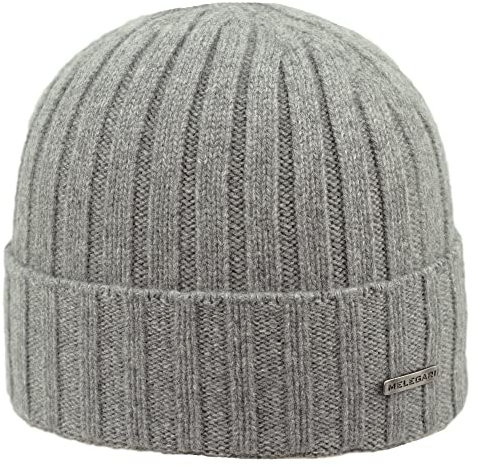 MELEGARI Mütze Beanie Trento | 100% Kaschmir | Made in Italy | Unisex, grigio medio, One size