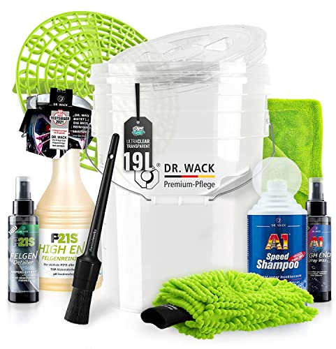 Autowaschset: chemicalworkz Wascheimer (5GAL) + Schmutzsieb + Deckel für die Auto Handwäsche + Dr. Wack Autoshampoo + Felgenreiniger - schonende Reinigung & Versiegelung für Lack & Felgen