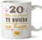 MUGFFINS Tazas 20 Cumpleaños - En Español - Te quiero un Huevo Regalo Amigos Novios Familiares - 11 oz / 330 ml - Regalo original y divertido