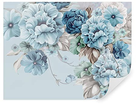 TAPEKO Papier Peint Panoramique Floral Premium 400x280 cm style 3D Floral Bleu Délicat Papier Peint intissé pour Chambre Salon Décoration Murale u59900