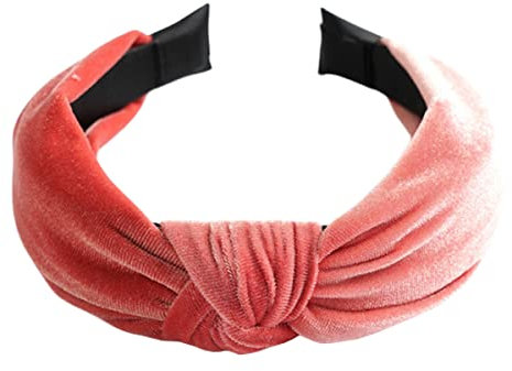 scicent Hairbands for Women Velvet Fabric Alice Band Knot Head Band Pink Boho Hair Accessories Ladies Headbands dark pink
