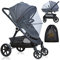 Orzbow Universal Insektenschutz für Kinderwagen,Reißfest Moskitonetz für Buggy mit Tasche,Atmungsaktiv Fliegennetz für Reisebett mit Gummizug,3D-Unterstützung und Zweiwege-Reißverschluss (Dunkelgrau)