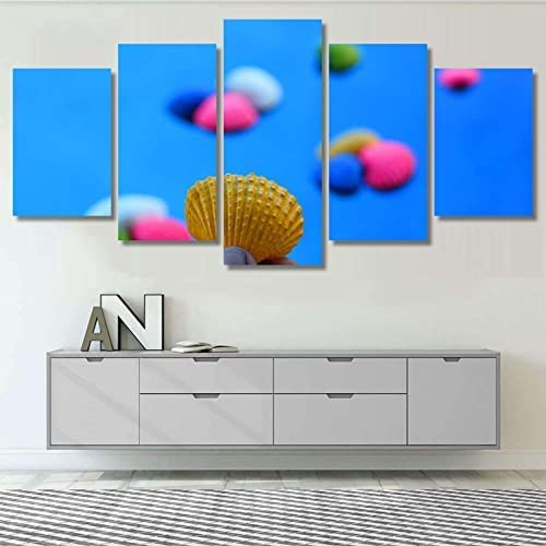 Bild Auf Leinwand - Leinwandbild - Farbige Muscheln Ohne Rahmen: 200 X 100 Cm - Wand Bild - Wanddeko - Leinwanddruck - Bilder - Kunstdruck - Wanddekoration - Leinwand Bilder - Wandkunst