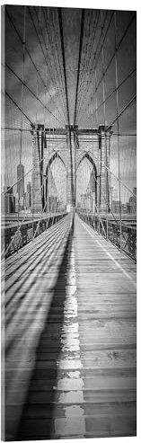 NEW YORK CITY Brooklyn Bridge Panorama Acrylglasbild von Melanie Viola 20 x 60 cm Schwarz-Weiß Schwarz-Weiß Fotografie Wanddeko