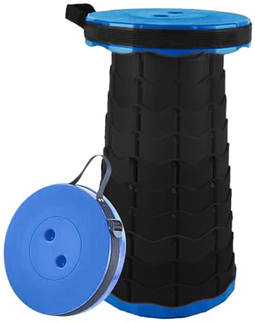 Veool Tragbarer Klapphocker,Hocker Hoehenverstellbar Klappbar,Ausziehbarer Hocker Rund FüR Outdoor Camping Angeln Bbq Drinnen KüChe