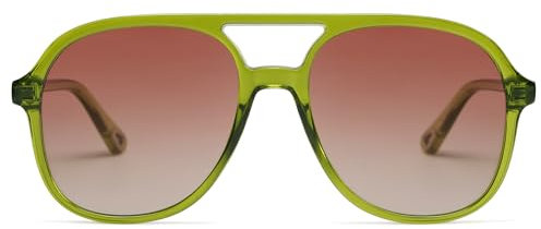 SOJOS Occhiali da sole uomo donna retrò vintage polarizzati a specchio grandi quadrati anni '70 rettangolari unisex UV400 protezione occhiali SJ2174, Verde scuro/rosa sfumato, L