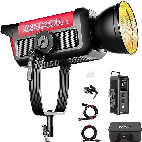 GVM PRO 650W Videoleuchte Bownes, Zweifarbig 2700K–6800K COB Studiolicht Fotografie Dauerlicht mit APP Controll, 81300Lux@1m Fotolicht für Video Studio, YouTube Streaming, 12 Effekte CRI/TLCI97+