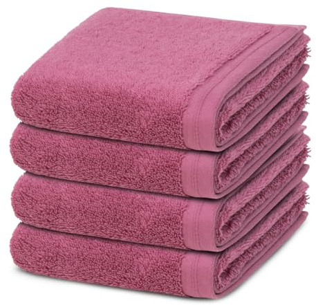 Vossen - 4 teiliges Frottier-Set - Vegan Life (4 X Gästetuch im Set) - 580 g/m2 - Baumwolle - Frottee - saugstark - weich und flauschig - BlackBerry