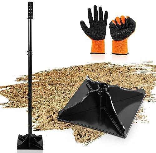 Garten-Stampfer aus Stahl mit 121,9 cm Stahlgriff, 22,9 x 22,9 cm, robuster Stahlstampfer mit Handschuhen zum Nivellieren des Bodens, zur Installation von Pflastersteinen und zur Reparatur von
