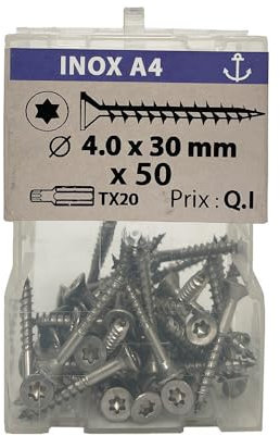50 vis agglo 4x30mm fraisée Tx inox A4 Viswood