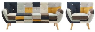 Vente-unique Couchgarnitur 3+1 - Patchwork - Mehrfarbig - SERTI II
