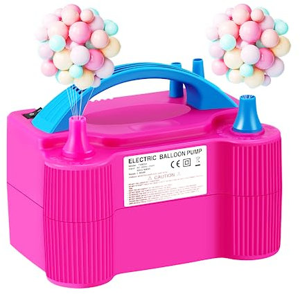Electric Balloon Pump,Wetisedg® Portable Dual Nozzle Electric Air Pump High Power, Inflator Blower Pump for Party, Wedding, Birthday, Activities and Decoration (AC220-240V 600W) (red rose)