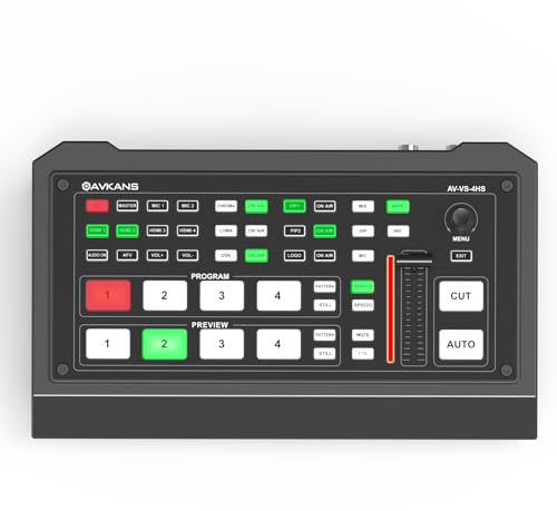 AVKANS HDMI SDI Live Stream Video Switcher, Pro Live Streaming Multi Kamera Video Mixer Switcher mit 2X HDMI 2X SDI Eingängen USB 3.0 Ausgang Videoaufnahme, AV-VS-4HS