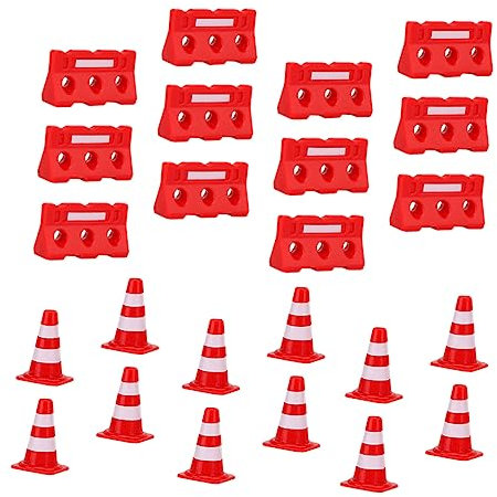 CIYODO Junge Mädchen Verkehrsleitkegel Leichtes Stabiles Spielzeug Mit Roten Pylonen Und Roten Absperrtafeln Für Realistische Verkehrssimulation Und Rollenspiele Für Junge Mädchen Lernspi