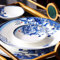 YhOuuA 58-teiliges Tafelservice aus Porzellan mit Speisetellern/Desserttellern/Suppentellern/Tassen/Untertassen, blaues und weißes Porzellangeschirr-Set im chinesischen Stil (68)