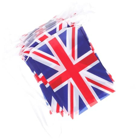 FELTECHELECTR Union Jack Flag Bunting 14x21cm Rectangular 38 Flags String Outdoor Reusable Uk Hanging Banner for Garden Party Decoration 10m Length