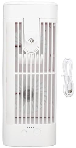 Aire Acondicionado Portátil, Tanque de Agua Grande de 120 Ml, Ventiladores Duales de 3 Velocidades, Ventilador de Enfriamiento Evaporativo, Mini Enfriador de Aire con Enchufe USB