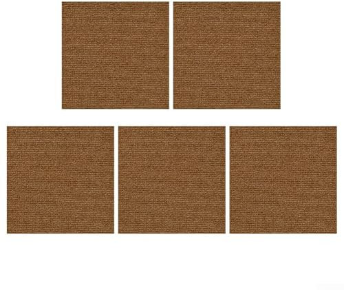 Pack Of 5 Self Adhesive Carpet Tiles, 30 X 30 Cm, Enhance Comfort And Style In Your Space(Dark brown)