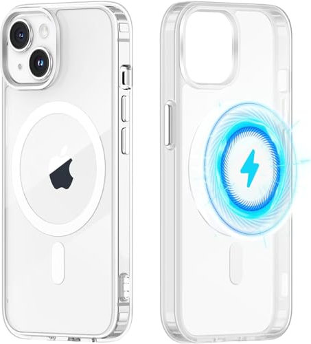 Yoedge Clear Magnetic Case for iPhone 13 mini with Built-in Magnets Compatible with MagSafe Charging 5.4 inch,Slim PC + TPU Silicone Protective Shockproof Bumper Cover, Transparent for iPhone 13 mini