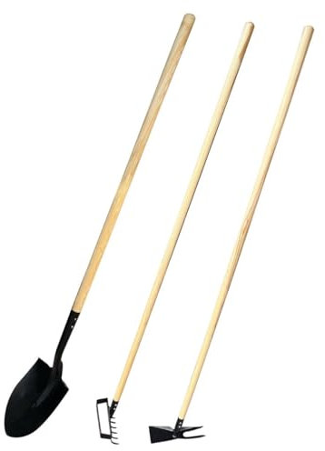 OGROD Lot d'outils de Jardinage Pelle bêche + râteau + serfouette Panne et Fourche