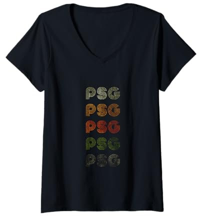 Femme Love Heart Psg Tee Grunge Vintage Style Noir Psg T-Shirt avec Col en V