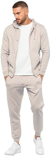 989Zé ENZO Mens Tracksuit Set Long Sleeve Essential Casual Zip Up Hoodie and Regular Fit Cuffed Sweatpants Joggers (UK, Alpha, S, Regular, Regular, Clay)