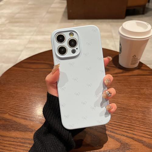 ZCDAYE Case for iPhone 13 Pro Max Silicone Phone Case, Cute Bow Print Solid Women Shell Durable Protective Case Soft Skin Friendly Phone Cover for iPhone 13 Pro Max (6.7 inches),Blue