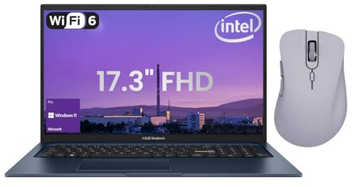ASUS Vivobook Business - Computer portatile FHD IPS da 17,3, Intel Core i3-1215U, 40 GB di RAM, SSD da 2 TB, Type-C, HDMI, Webcam, Bluetooth, Wi-Fi 6, Win 11 Pro, blu, bundle con mouse wireless