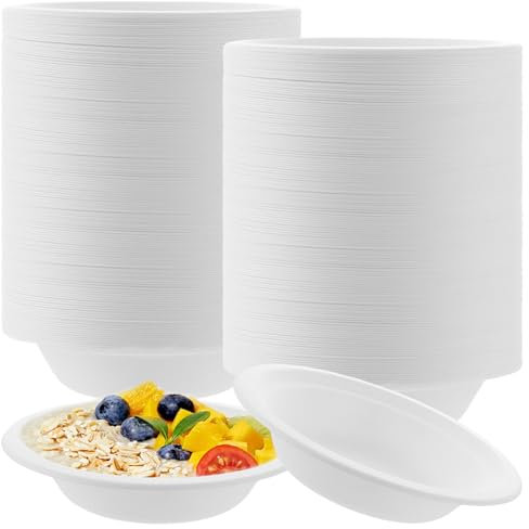LOPYXBR 150 cuencos de sopa desechables, 480 ml, platos hondos de cartón, 17,8 x 4,1 cm, cuenco desechable, color blanco, vajilla desechable, cuenco para sopa para fiestas, hogar, pícnic