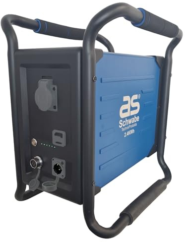 as – Schwabe eco Powerstation 5000 - Mobile Stromversorgung mit 2,4-kWh-Akku - Schnellladung - 2500W Leistung - robust & geräuscharm - Solargenerator für Baustelle, Garten, Camping - IP54, 90440