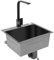 Lavello da cucina rettangolare in acciaio inox, 45 x 40 cm, lavello da incasso con rubinetto e dispenser di sapone e cestello di scarico, lavandino da cucina per bar, balconi, appartamenti, cucine