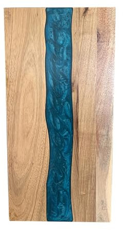 Rettangoli versatili Acacia tagliere in legno Resina Green Wave Pattern per preparazione del pasto in cucina e alimentazione di formaggio e cartongini per frutta di verdure a carne,