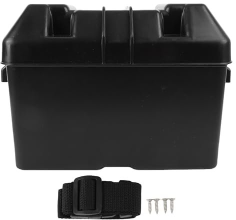 aqxreight RV Battery Box Anti Impact ABS Marine Automotive Boat Trailer Battery Box for Batteries Smaller Than 325x195x185mm Black