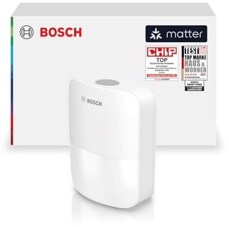Bosch Smart Home Bewegungsmelder II [+M], Bewegungssensor mit Matter für innen & außen, Alarmauslösung & Lichtsteuerung, Orientierungslicht, Kleintierfilter, bis 13 m Reichweite, kompatibel mit Alexa