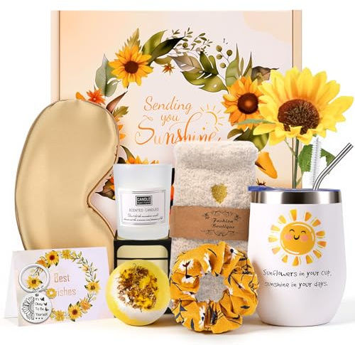 MEGETGOD Gifts for Women, Sunflower Pamper Present for Women Get Well Soon, Self Care, Birthday and Valentine's Day Gift for Her, Mum, Wife, Best Friends, Sister, Daughter