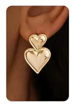KINHOPI Ohrringe Gold Hängend Geometrische Herz 14K Vergoldete Ohrringe Wasserfest Statement Goldene Chunky Stecker Schmuck Geschenk für Damen