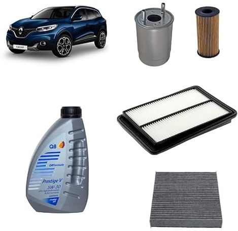 Kit tagliando 4 filtri + 6L olio 5W-30 Q8 Prestige compatibile con Renault kadjar 1.5 BLUE DCI 115 Gasolio 2018+